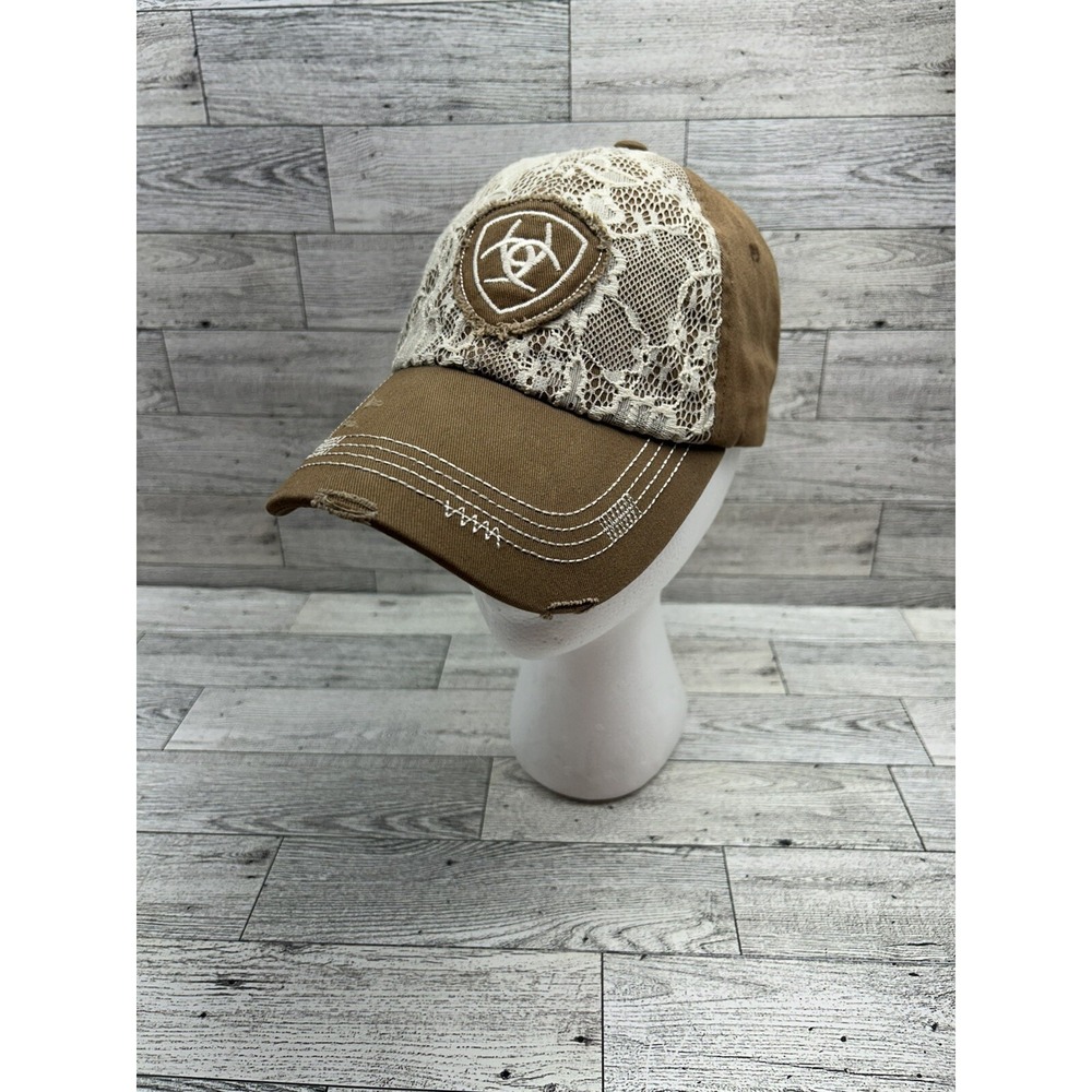 Ariat Tan and Cream Lace Patch Baseball Cap